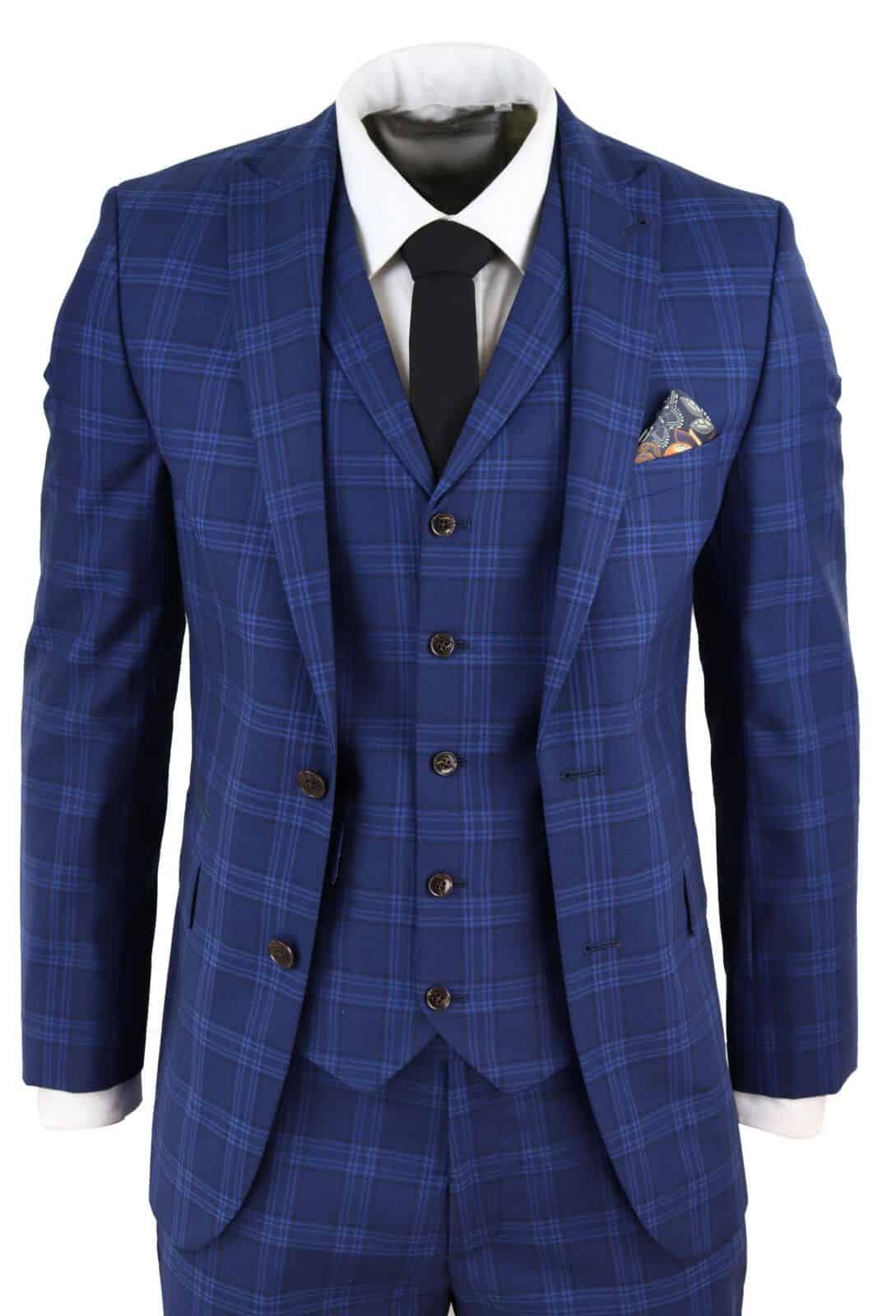 Terno xadrez azul escuro masculino