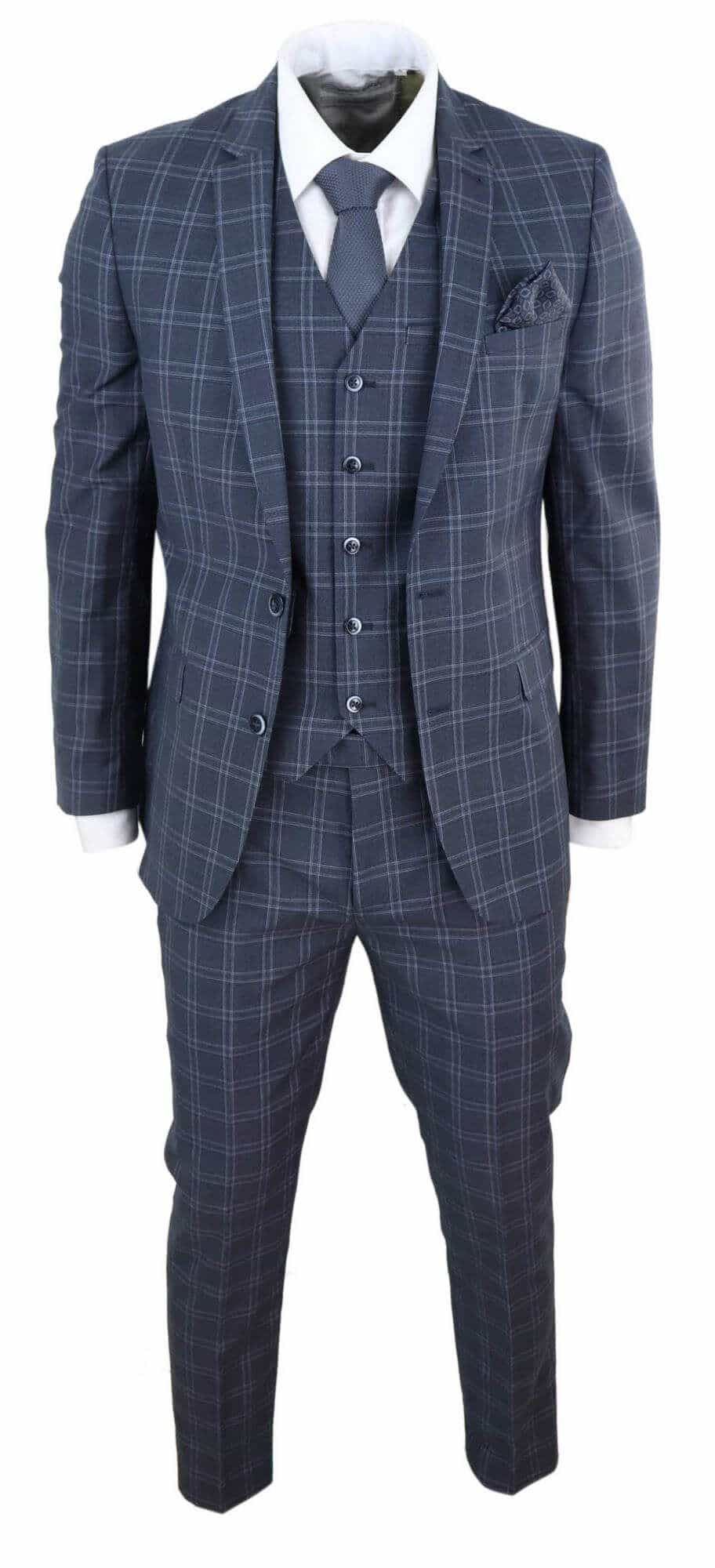 Terno masculino xadrez cinza escuro de 3 peças
