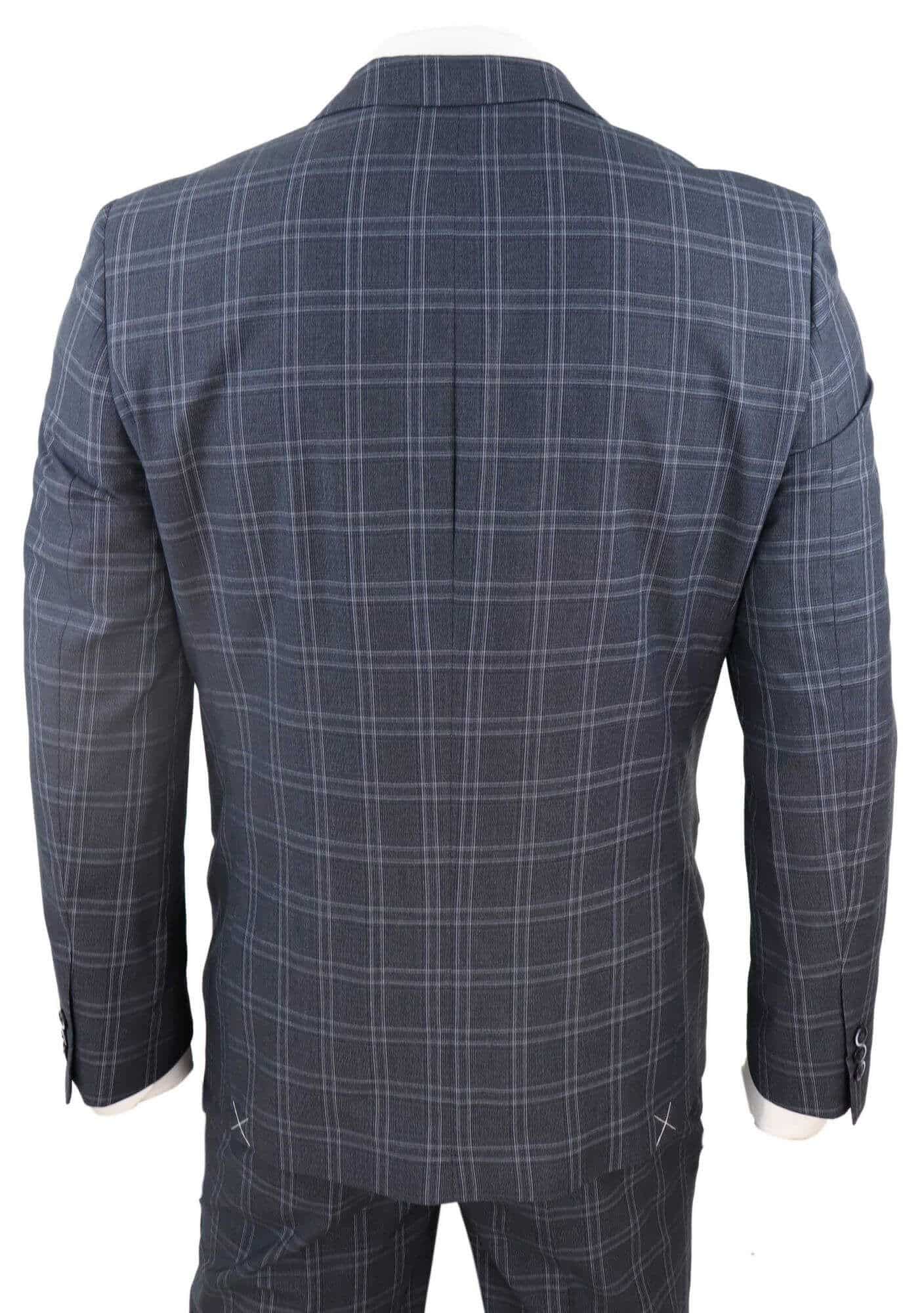 Terno masculino xadrez cinza escuro de 3 peças