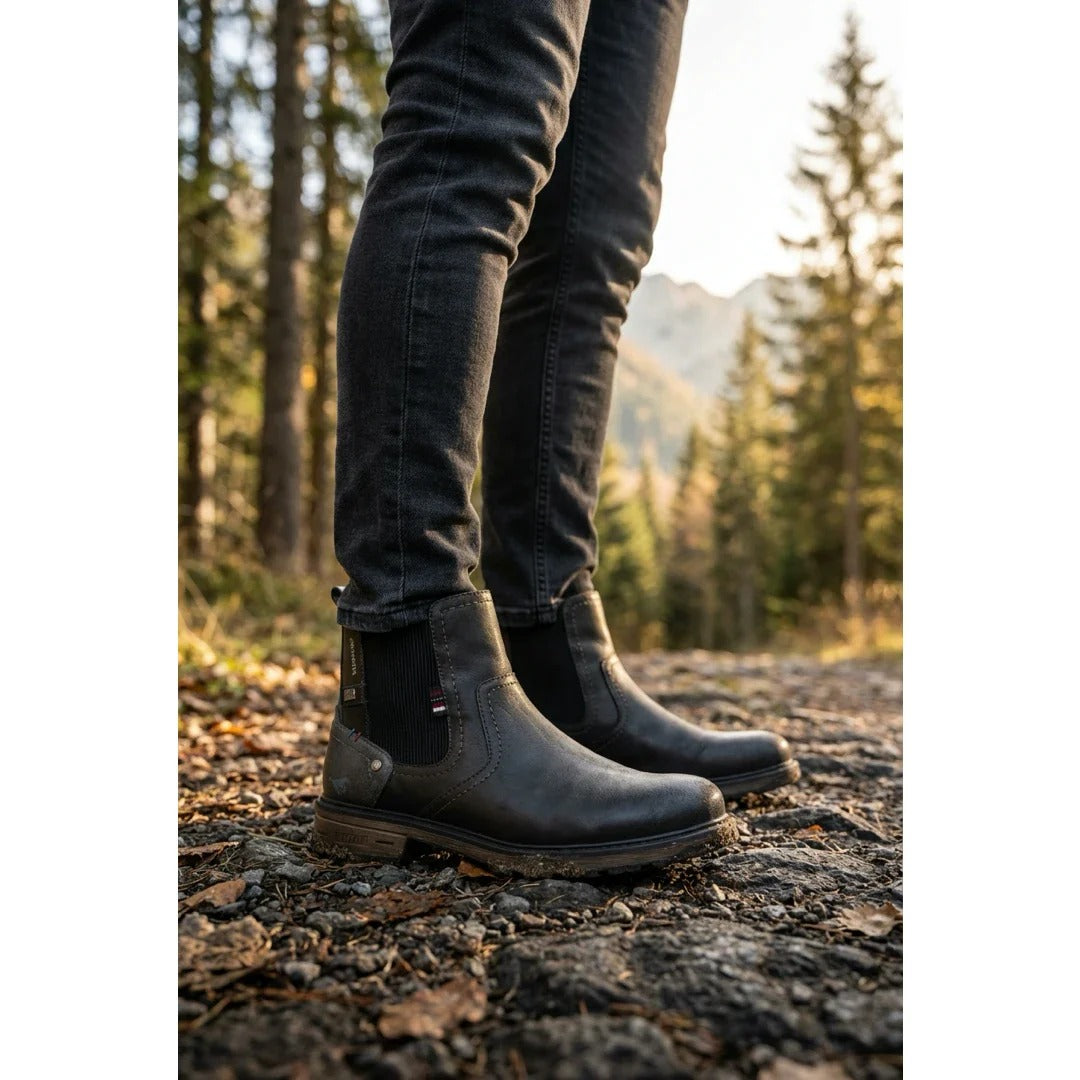 Botas Chelsea masculinas cinza-escuras resistentes à água