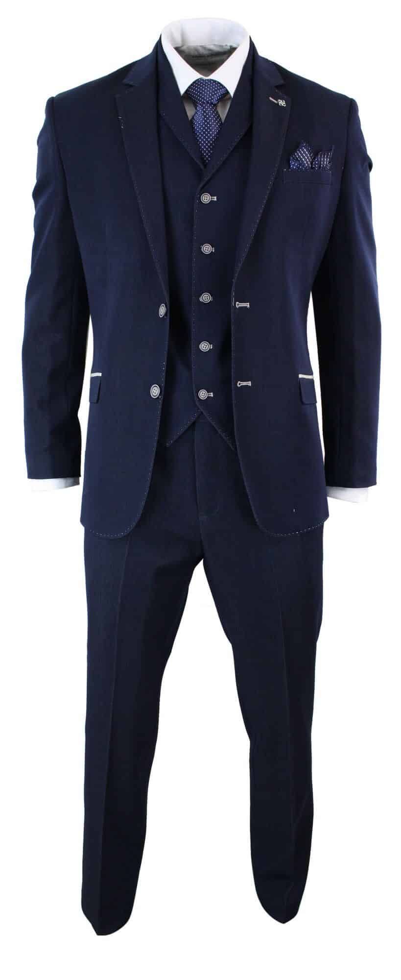 Terno masculino de 3 peças azul jeans