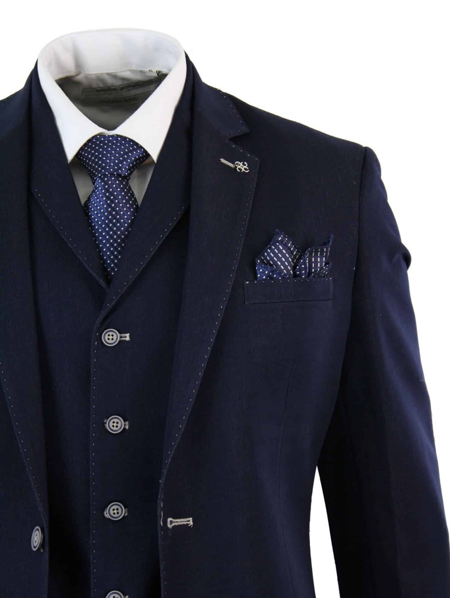 Terno masculino de 3 peças azul jeans