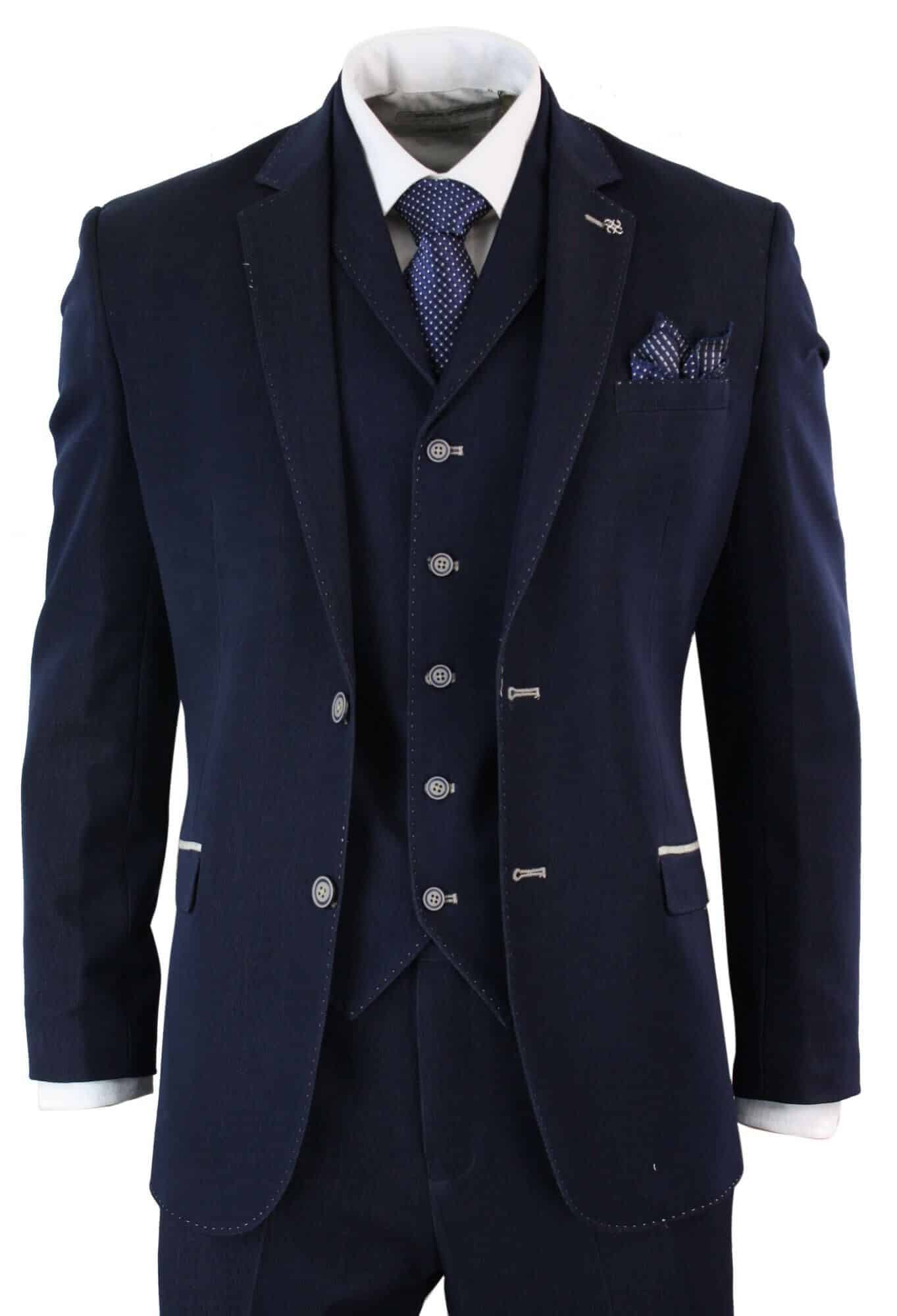 Terno masculino de 3 peças azul jeans