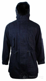 Casaco jeans masculino com capuz, forro de lã, modelo trench coat 3/4.