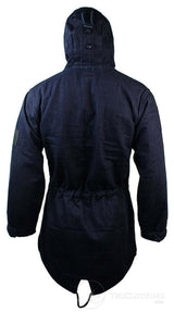 Casaco jeans masculino com capuz, forro de lã, modelo trench coat 3/4.