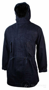 Casaco jeans masculino com capuz, forro de lã, modelo trench coat 3/4.