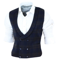 Colete masculino de tweed com abotoamento duplo