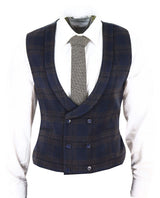 Colete masculino de tweed com abotoamento duplo