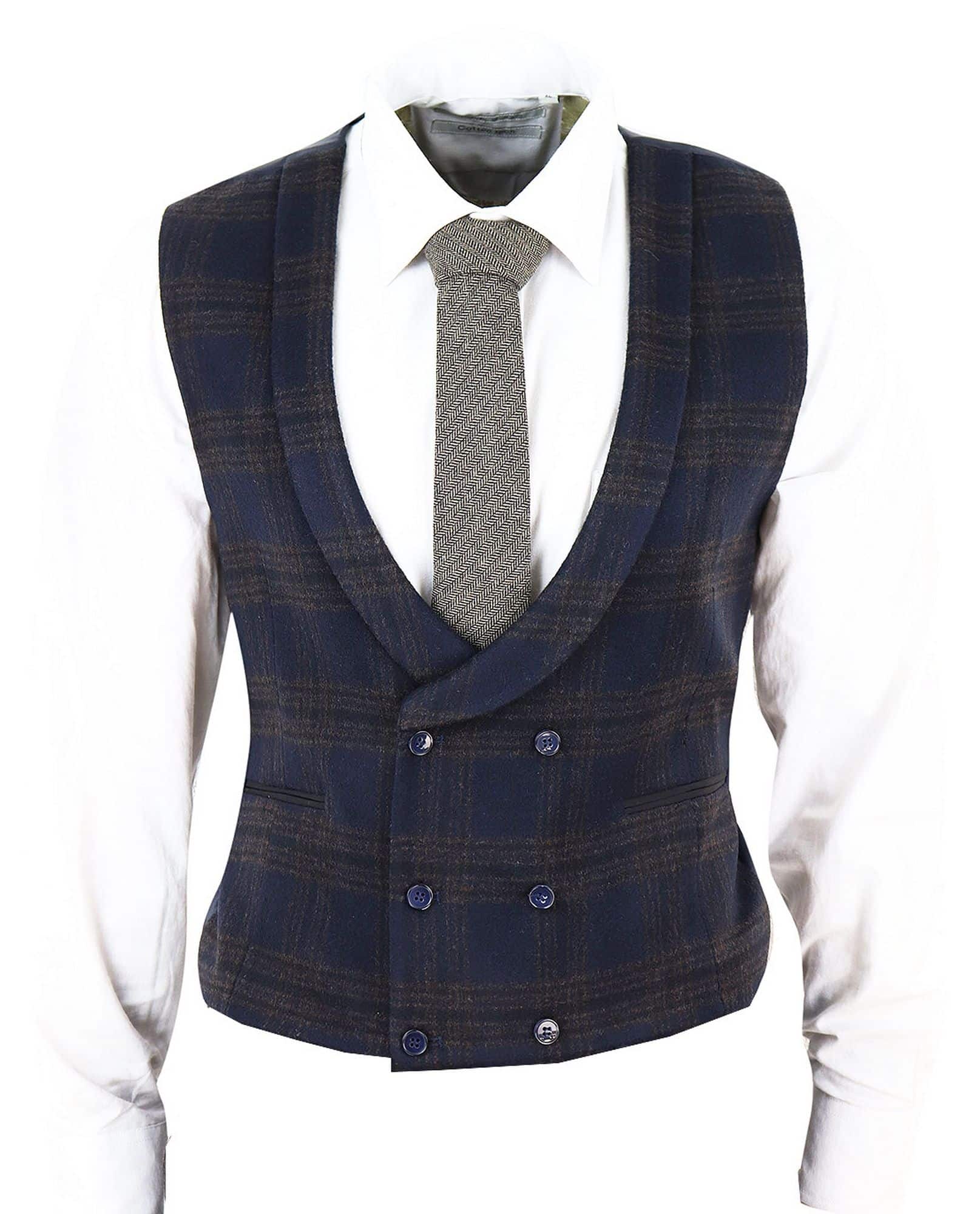 Colete masculino de tweed com abotoamento duplo