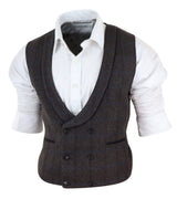 Colete masculino de tweed com abotoamento duplo