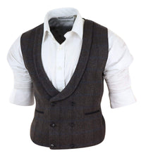 Colete masculino de tweed com abotoamento duplo