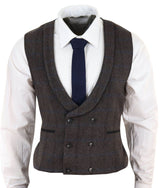 Colete masculino de tweed com abotoamento duplo
