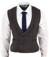 Colete masculino de tweed com abotoamento duplo