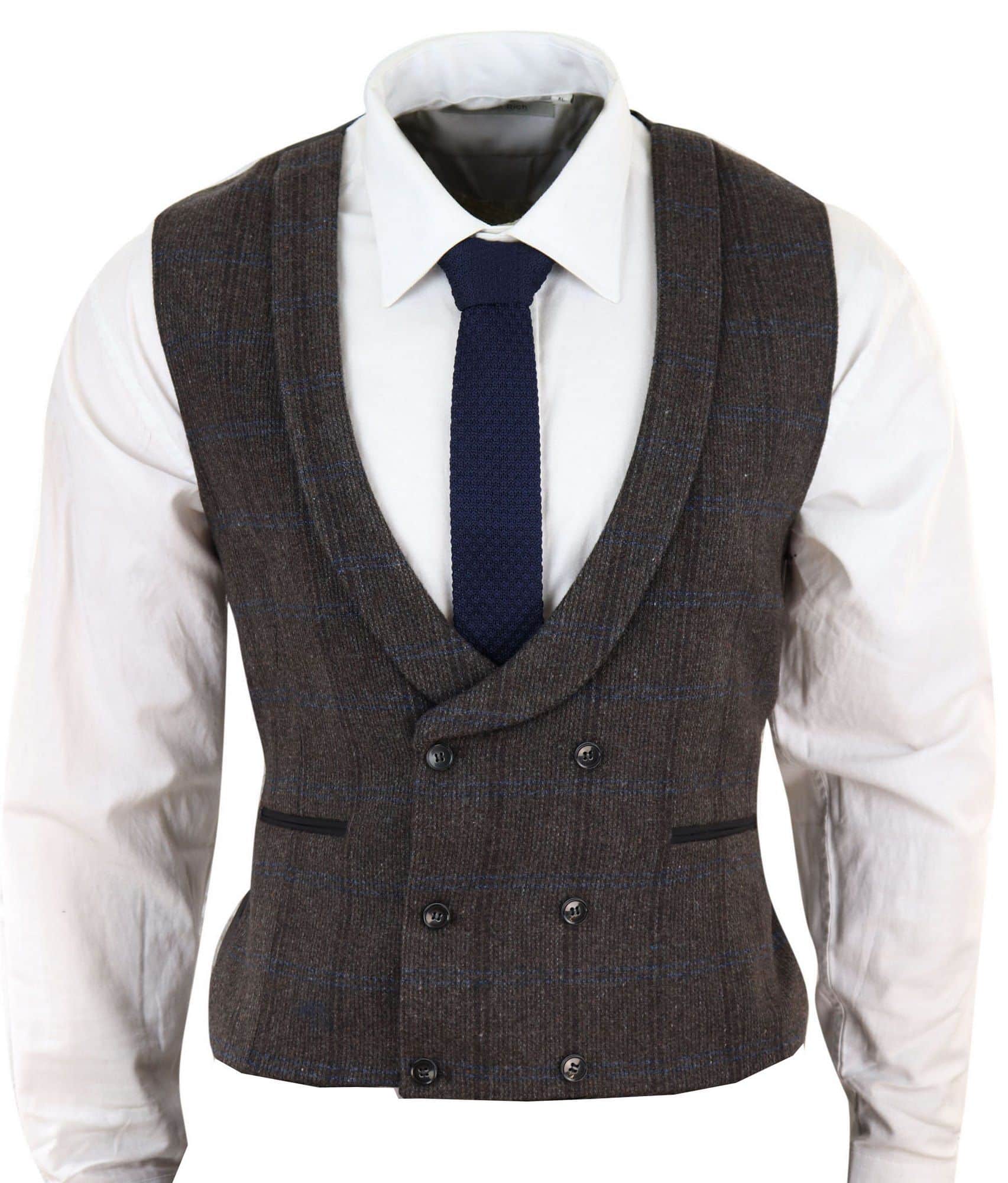 Colete masculino de tweed com abotoamento duplo