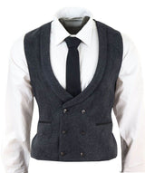 Colete masculino de tweed com abotoamento duplo