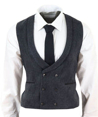 Colete masculino de tweed com abotoamento duplo