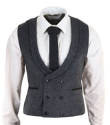 Colete masculino de tweed com abotoamento duplo