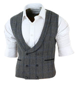 Colete masculino de tweed com abotoamento duplo