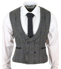 Colete masculino de tweed com abotoamento duplo