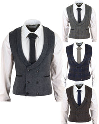 Colete masculino de tweed com abotoamento duplo