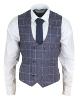 Colete masculino de abotoamento duplo com corrente - Cavani Bonita - Azul