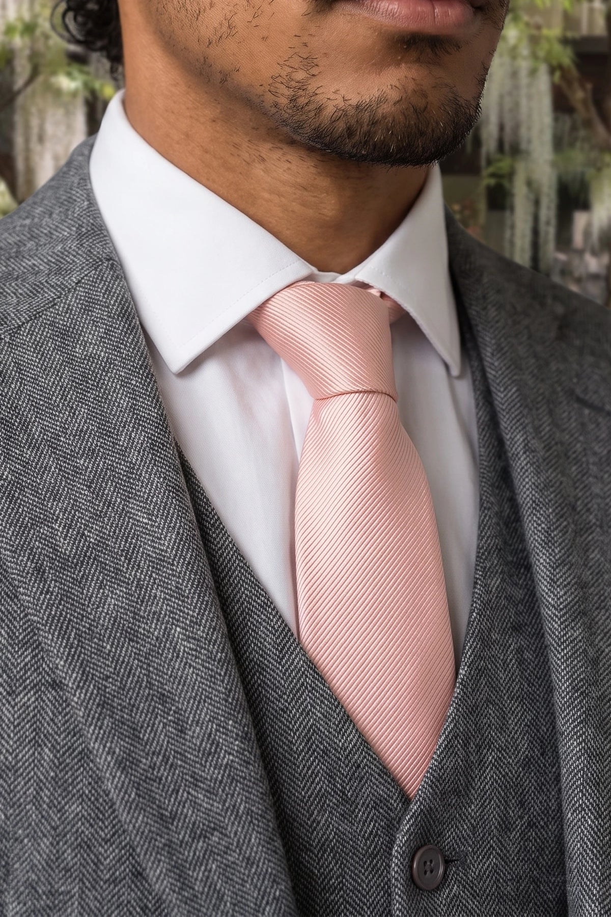 Gravata masculina slim rosa-claro de 6 cm
