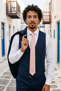 Gravata masculina slim rosa-claro de 6 cm