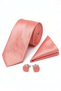 Conjunto de gravata rosa-claro masculina