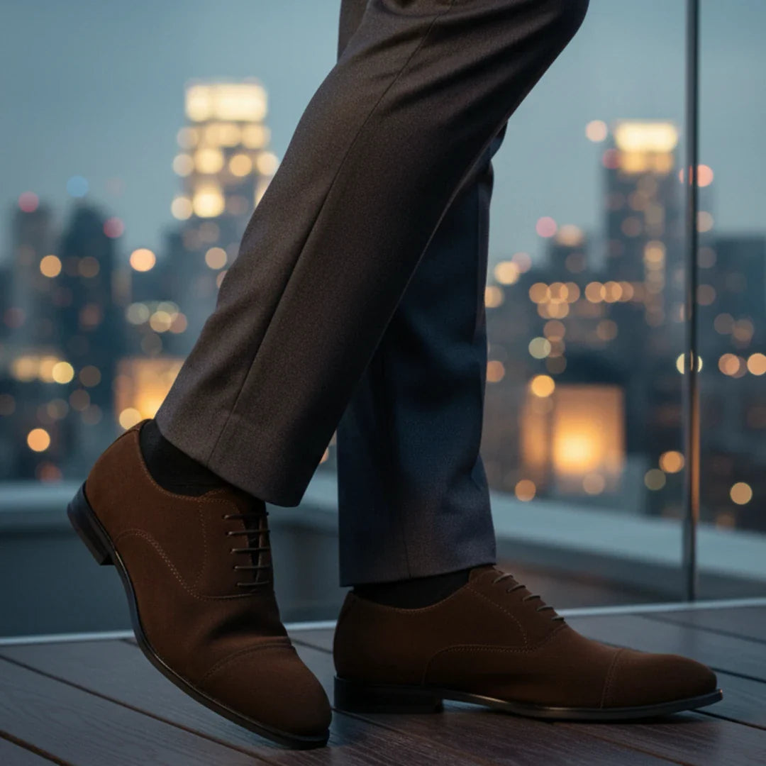 Sapatos Oxford de camurça sintética com cadarço para homem