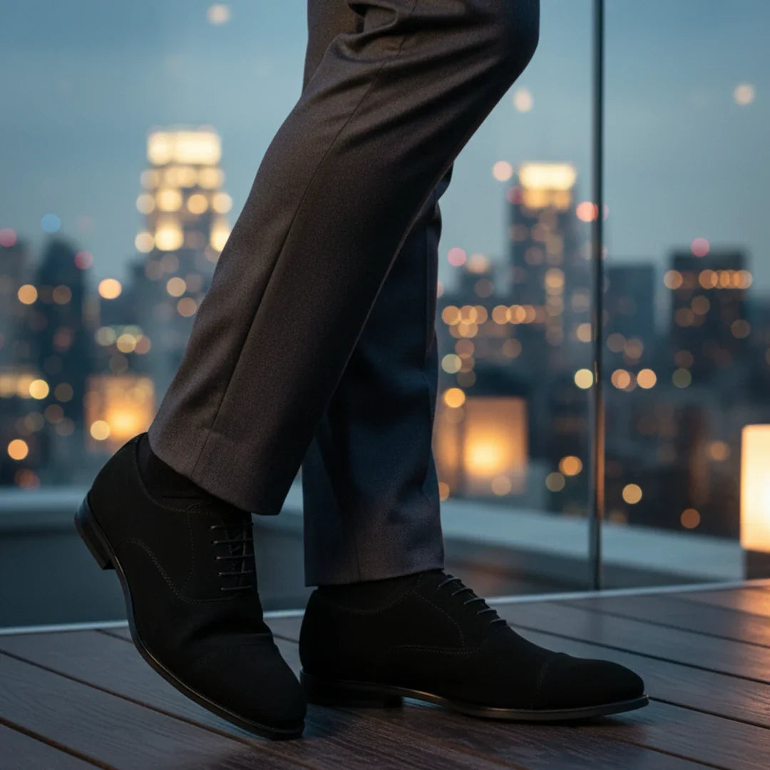 Sapatos Oxford de camurça sintética com cadarço para homem