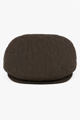 Boina masculina de lã com padrão espinha de peixe em tweed marrom, estilo clássico dos anos 1920, unissex, modelo Del Boy.
