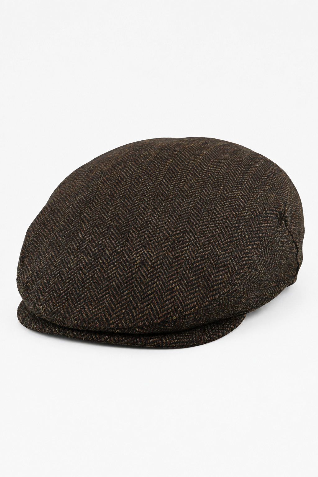 Boina masculina de lã com padrão espinha de peixe em tweed marrom, estilo clássico dos anos 1920, unissex, modelo Del Boy.