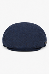 Boina masculina de lã espinha de peixe em tweed azul-marinho, clássica dos anos 1920, unissex, estilo Del Boy.