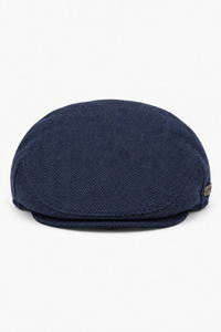 Boina masculina de lã espinha de peixe em tweed azul-marinho, clássica dos anos 1920, unissex, estilo Del Boy.