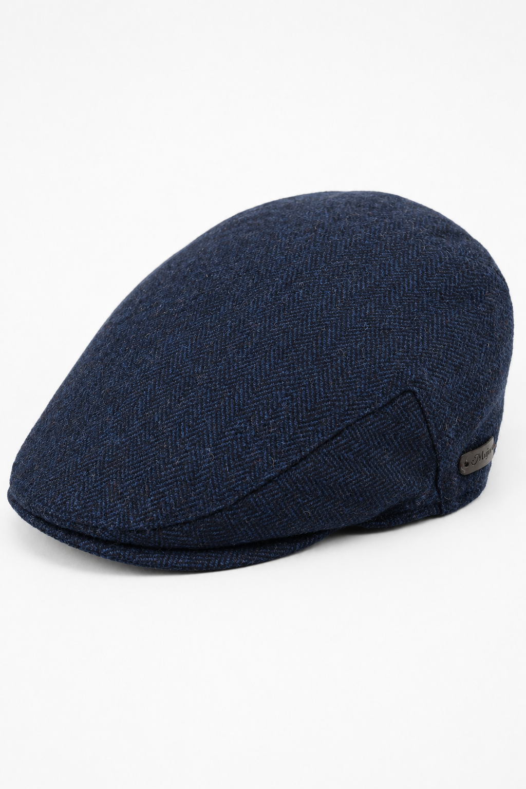 Boina masculina de lã espinha de peixe em tweed azul-marinho, clássica dos anos 1920, unissex, estilo Del Boy.