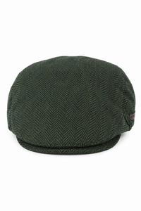 Boina masculina de lã com padrão espinha de peixe em tweed verde-oliva, estilo clássico dos anos 1920, unissex, modelo Del Boy.