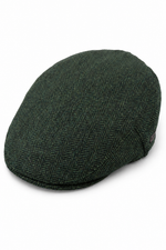 Boina masculina de lã com padrão espinha de peixe em tweed verde-oliva, estilo clássico dos anos 1920, unissex, modelo Del Boy.