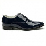 Sapatos Oxford masculinos formais em couro PU envernizado