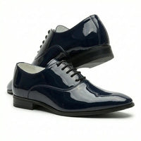 Sapatos Oxford masculinos formais em couro PU envernizado