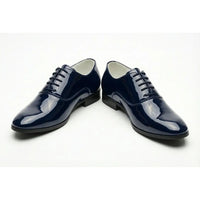Sapatos Oxford masculinos formais em couro PU envernizado
