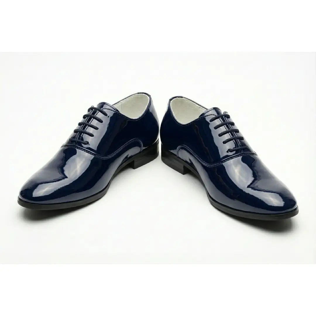 Sapatos Oxford masculinos formais em couro PU envernizado