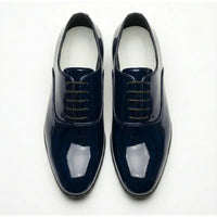 Sapatos Oxford masculinos formais em couro PU envernizado