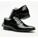 Sapatos Oxford masculinos formais em couro PU envernizado