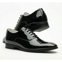 Sapatos Oxford masculinos formais em couro PU envernizado
