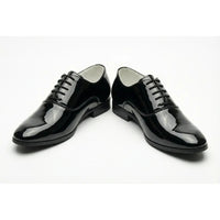 Sapatos Oxford masculinos formais em couro PU envernizado