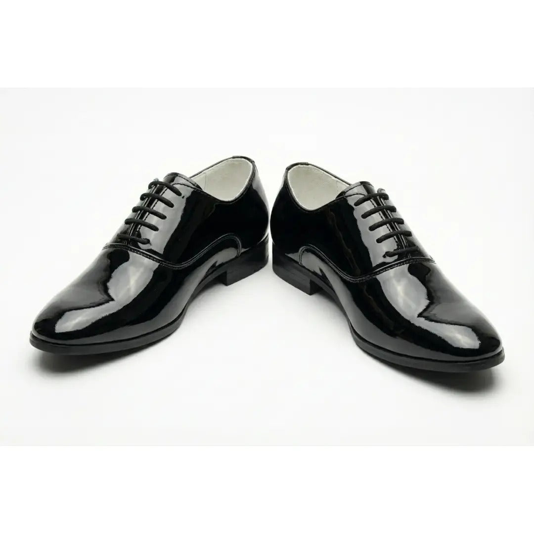 Sapatos Oxford masculinos formais em couro PU envernizado