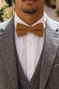 Gravata borboleta dupla dourada masculina