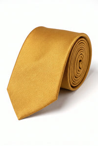 Gravata masculina dourada slim de cor sólida