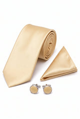 Conjunto de gravata dourada masculina