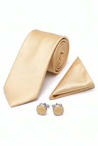 Conjunto de gravata dourada masculina